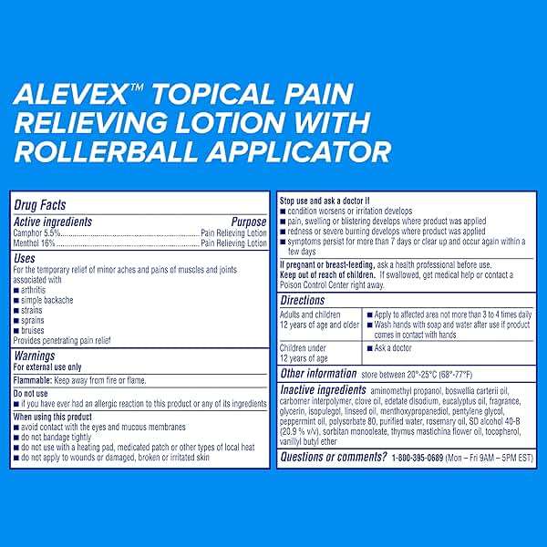 AleveX Topical Pain Relief Lotion with Rollerball Applicator - Long Lasting Arthritis and Muscle Pain Relief, 2.5 oz - Image 9
