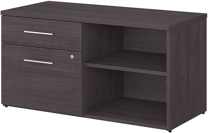 Bush Business Furniture Office 500 Low Storage Cabinet with Drawers and Shelves in Storm Gray - Image 1