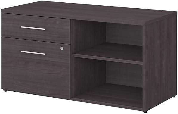 Bush Business Furniture Office 500 Low Storage Cabinet with Drawers and Shelves in Storm Gray - Image 4