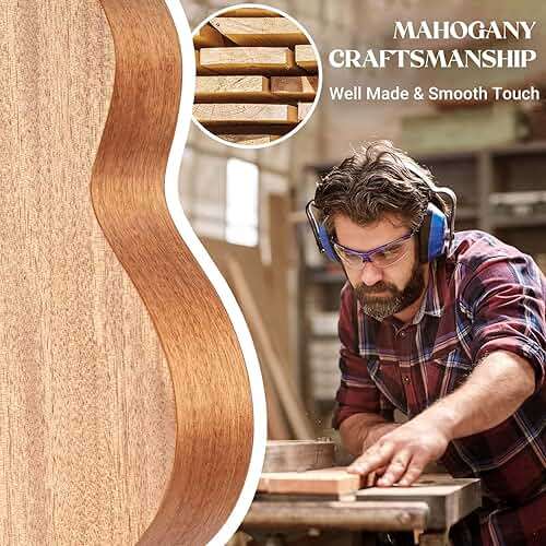 CAHAYA 21 Inch Ukulele Mahogany Beginner Kit Soprano Ukelele with Gig Bag Rainbow Strap Fretboard Stickers for Both Adults and Kids Professional Hawaiian Ukalalee Gifts CY0068 - Image 2