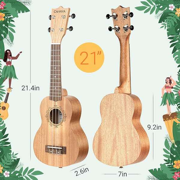 CAHAYA 21 Inch Ukulele Mahogany Beginner Kit Soprano Ukelele with Gig Bag Rainbow Strap Fretboard Stickers for Both Adults and Kids Professional Hawaiian Ukalalee Gifts CY0068 - Image 6