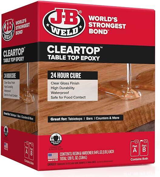 J-B Weld Tabletop Epoxy Resin, 1 Gallon Kit, 24 Hour Cure,Cures Clear, Scratch & Water Resistant - Image 2