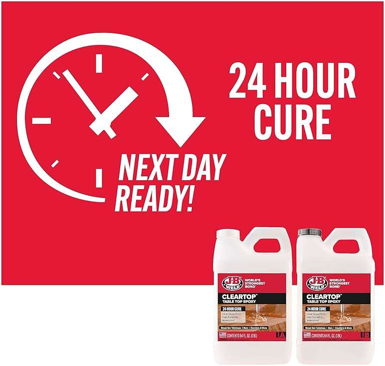 J-B Weld Tabletop Epoxy Resin, 1 Gallon Kit, 24 Hour Cure,Cures Clear, Scratch & Water Resistant - Image 3