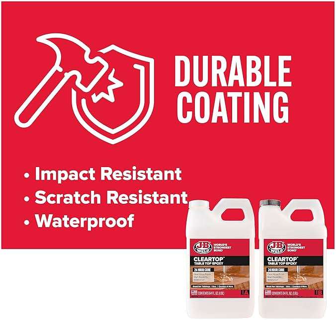J-B Weld Tabletop Epoxy Resin, 1 Gallon Kit, 24 Hour Cure,Cures Clear, Scratch & Water Resistant - Image 4