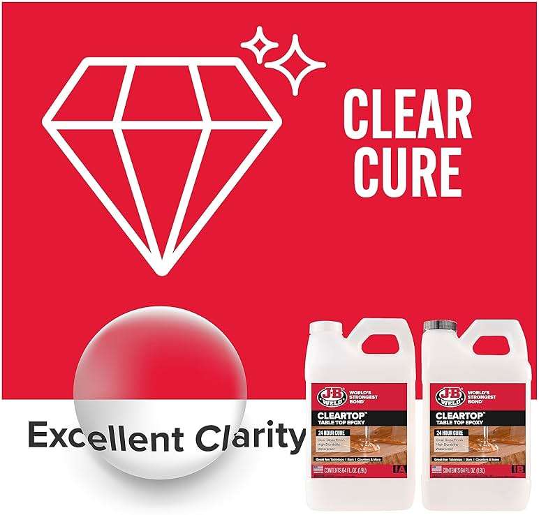 J-B Weld Tabletop Epoxy Resin, 1 Gallon Kit, 24 Hour Cure,Cures Clear, Scratch & Water Resistant - Image 5