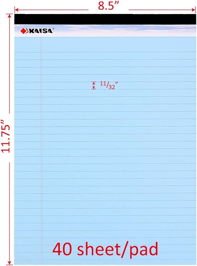 KAISA note pads Colored Legal Pad Writing Pads 8.5x11 inch, Wide Ruled, 40 Sheets/Pad, 20lb Colored Paper, Perforated Writing Pad with Sturdy Back (4 Pads), KSU-5972 - Image 2