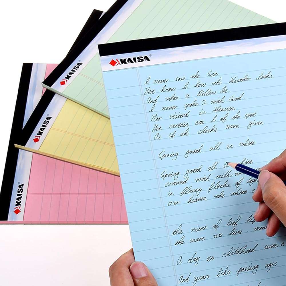 KAISA note pads Colored Legal Pad Writing Pads 8.5x11 inch, Wide Ruled, 40 Sheets/Pad, 20lb Colored Paper, Perforated Writing Pad with Sturdy Back (4 Pads), KSU-5972 - Image 5