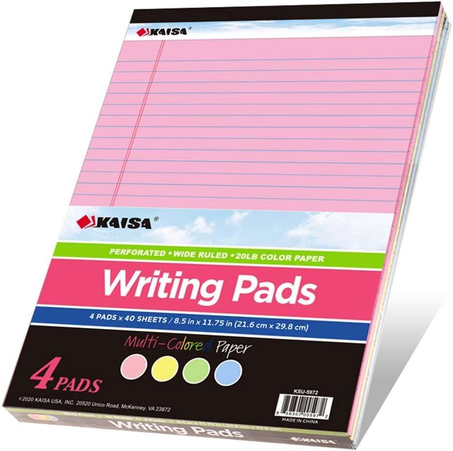 KAISA note pads Colored Legal Pad Writing Pads 8.5x11 inch, Wide Ruled, 40 Sheets/Pad, 20lb Colored Paper, Perforated Writing Pad with Sturdy Back (4 Pads), KSU-5972 - Image 7