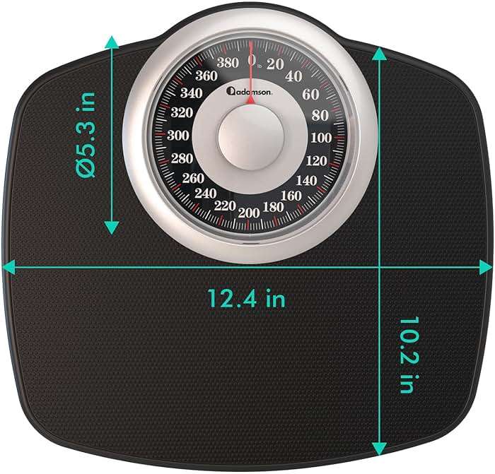 Adamson A25 Scales for Body Weight - Up to 400 LB - New - 5.3" Dial on 12.4" x 10.2" Platform - Anti-Skid Rubber Surface - High Precision Bathroom Scale Analog - Durable with 20-Year Assurance - Black - Image 2