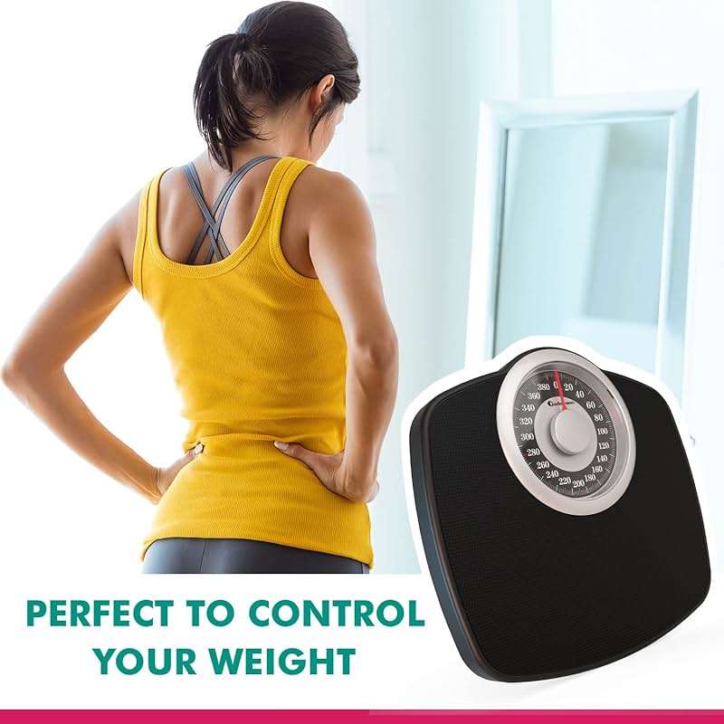 Adamson A25 Scales for Body Weight - Up to 400 LB - New - 5.3" Dial on 12.4" x 10.2" Platform - Anti-Skid Rubber Surface - High Precision Bathroom Scale Analog - Durable with 20-Year Assurance - Black - Image 5