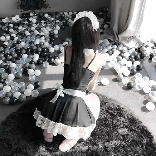 mzenuop Maid Dress Cosplay Sweet Classic Apron Costume with Socks - Image 3