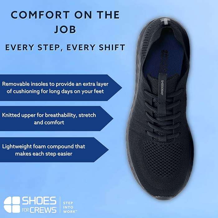 Shoes For Crews Men's Slip-Resistant Work Sneakers – Comfortable, Non-Slip Shoes – Ideal for Food Service, Healthcare & Hospitality - EVERLIGHT - Image 8