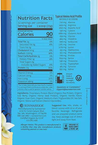 Organic Plant Based Protein Powder | Vegan Organic Protein Powder Vanilla Flavored with BCAA Amino Acids & Hemp Seed Pea Blend | Non-GMO Soy Dairy Filler & Gluten Free (Vanilla, 32 Servings) - Image 2