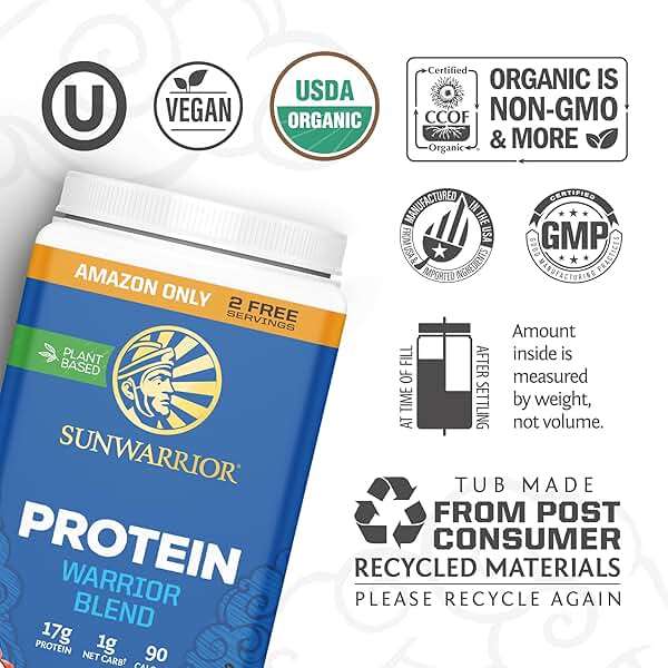 Organic Plant Based Protein Powder | Vegan Organic Protein Powder Vanilla Flavored with BCAA Amino Acids & Hemp Seed Pea Blend | Non-GMO Soy Dairy Filler & Gluten Free (Vanilla, 32 Servings) - Image 3