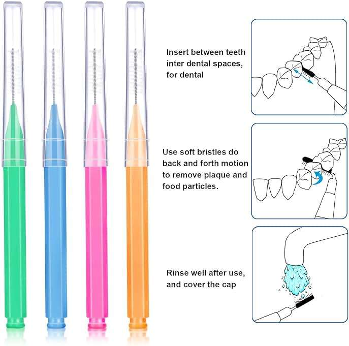 Patelai 100 Pieces Braces Dental Brush for Cleaner Interdental Toothpick Dental Tooth Flossing Head Oral Hygiene Flosser Toothpick Cleaners Tooth Tool(Bright Colors,Multiple Sizes) - Image 3