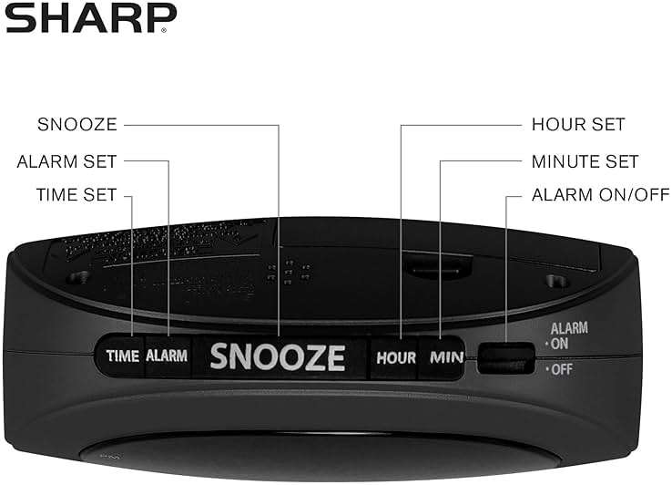 Sharp Small, Space-Saving Digital Alarm Clock – Compact Bedside Clock with Large Red LED Display, Easy Top Button Controls, Snooze, and Battery Backup – Perfect for Bedroom, Dorm, or Travel - Image 4