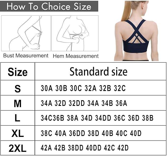 Double Couple Sports Bras for Women Padded High Impact Seamless Criss Cross Back Workout Tops Gym Activewear Bra Large - Image 2