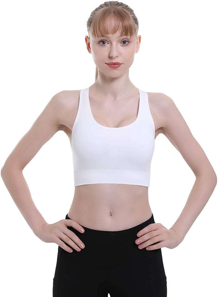 Double Couple Sports Bras for Women Padded High Impact Seamless Criss Cross Back Workout Tops Gym Activewear Bra Large - Image 3