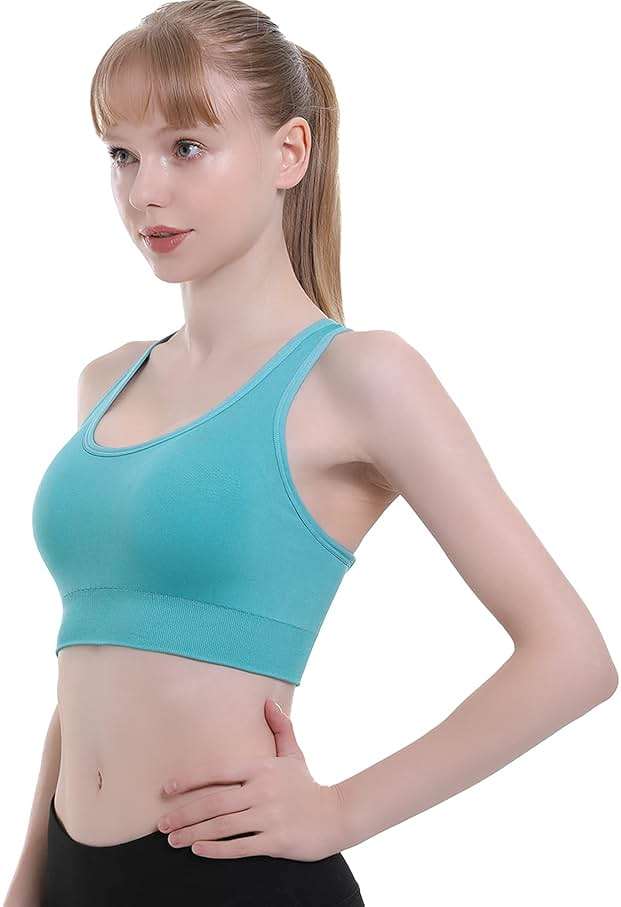 Double Couple Sports Bras for Women Padded High Impact Seamless Criss Cross Back Workout Tops Gym Activewear Bra Large - Image 4
