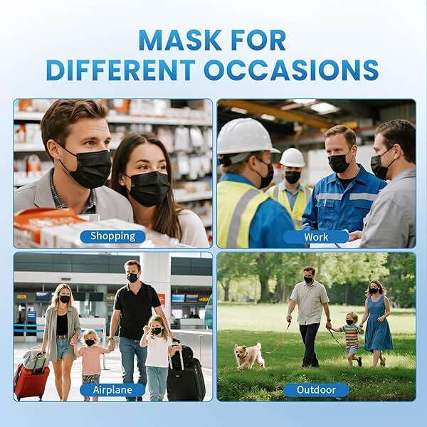 Borje Disposable Face Mask, 100 PCS Black Masks, 3 Ply Protection Face Masks - Image 7