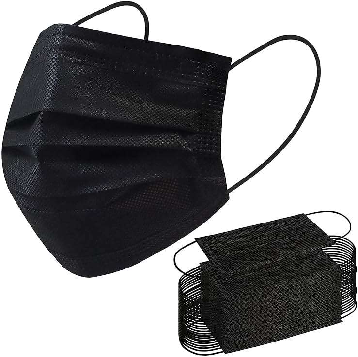 Borje Disposable Face Mask, 100 PCS Black Masks, 3 Ply Protection Face Masks - Image 8