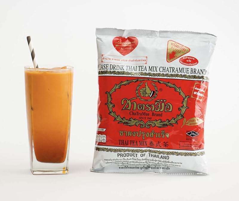 Thai Tea Mix (Number-One) Cha Tra Mue Brand, Original Thai Tea Mix from Thailand, Perfect for brewing Traditional Restaurant Style Thai Iced Tea (400g) 14.1 Ounce (Pack of 1) white - Image 1