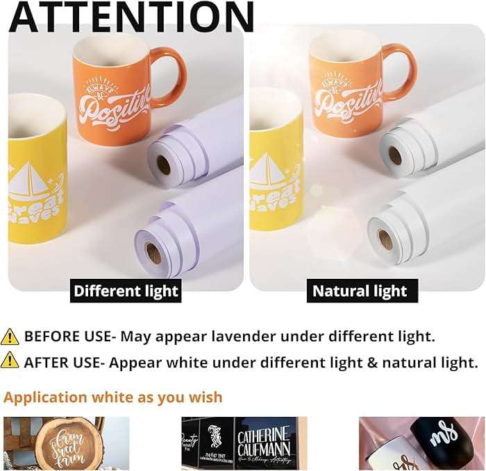 HTVRONT White Permanent Vinyl, 12" x 14 FT Glossy White Adhesive White Vinyl Roll Compatible with Cricut Cutting Machine, Silhouette, Cameo Cutters, Signs, Scrapbooking, Craft, Die Cutters - Image 4