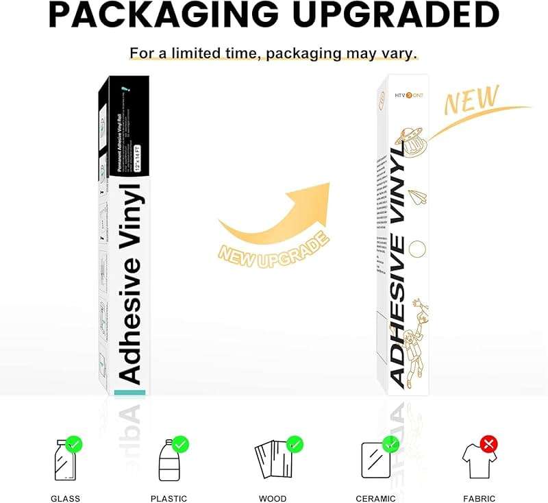 HTVRONT White Permanent Vinyl, 12" x 14 FT Glossy White Adhesive White Vinyl Roll Compatible with Cricut Cutting Machine, Silhouette, Cameo Cutters, Signs, Scrapbooking, Craft, Die Cutters - Image 5