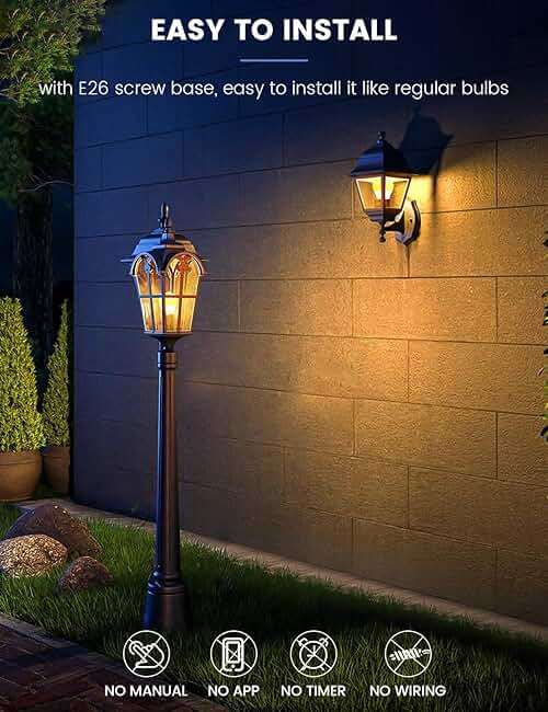MikeWin Dusk to Dawn Light Bulbs Outdoor, 3000K Warm White, 12W(100W Equivalent) Auto ON/Off Light Sensor LED Lighting Bulb for Wall Lantern, Porch, Boundary, Garage, Patio, Front Door, 4 Pack - Image 4