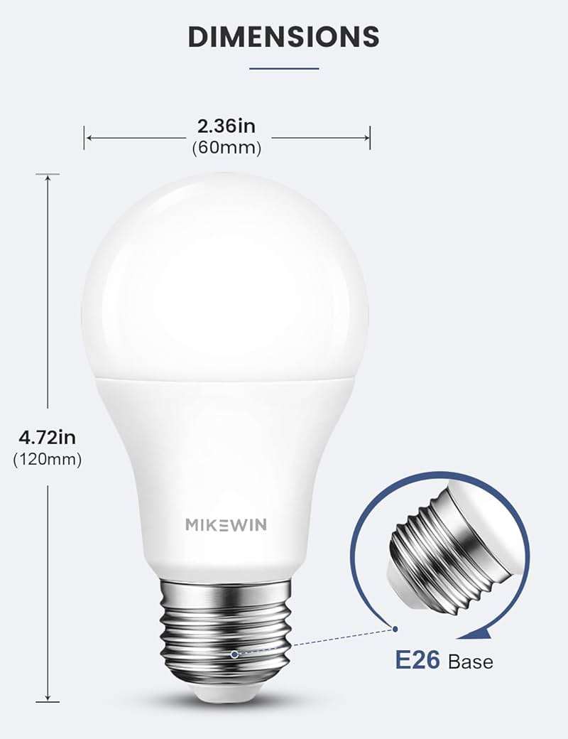 MikeWin Dusk to Dawn Light Bulbs Outdoor, 3000K Warm White, 12W(100W Equivalent) Auto ON/Off Light Sensor LED Lighting Bulb for Wall Lantern, Porch, Boundary, Garage, Patio, Front Door, 4 Pack - Image 7