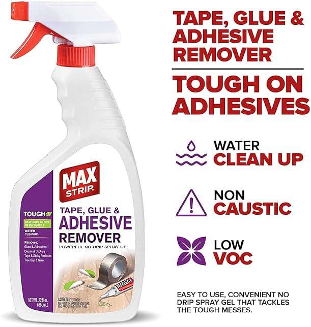 Max Strip Tape, Glue & Adhesive Remover 22oz | Fast-Acting | Removes All Kinds of Glues, Stickers & Sticky Residue | For Wood, Metal & Multiple Surfaces | No Harsh Odor Leaves Surface Clean - Image 3
