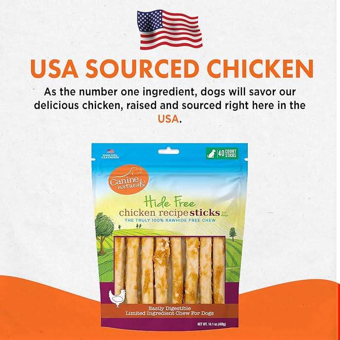 Canine Naturals Chicken Recipe Chew - Rawhide Free Dog Treats - Made From USA Raised Chicken - All-Natural and Easily Digestible - 40 Pack of 5 Inch Stick Chews - Image 7