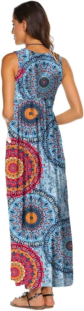 Hount Women's Summer Sleeveless Striped Flowy Casual Long Maxi Dress with Pockets - Image 3