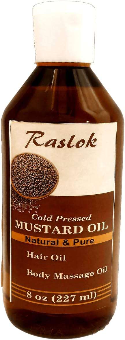 Raslok Mustard Oil | Brassica Juncea | Mustard Seed Oil | Unrefined | for Hair Nourishment | for Skin | for Massage | 100% Pure Natural | Cold Pressed Mustard Oil 8 fl oz - Image 1