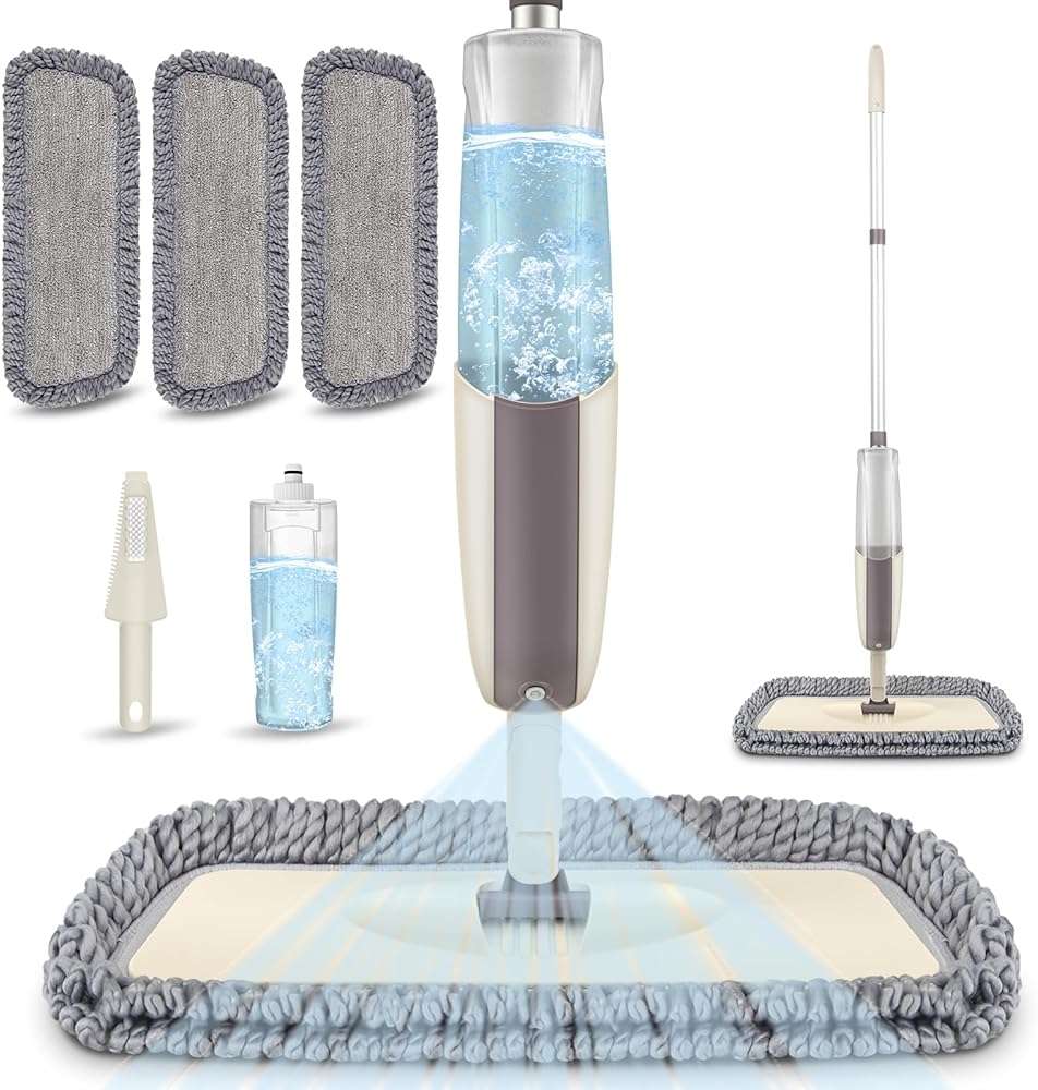 Spray Wet Mops for Hardwood Floor Cleaning - MEXERRIS Microfiber Dust Mop with Spray 3X Reusable Washable Pads - Hard Wood Floor Mops Commercial Home Mop for Laminate Wood Tiles Hardwood Vinyl - Image 1