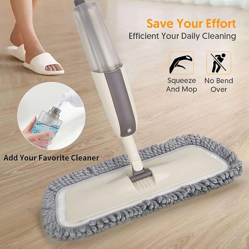 Spray Wet Mops for Hardwood Floor Cleaning - MEXERRIS Microfiber Dust Mop with Spray 3X Reusable Washable Pads - Hard Wood Floor Mops Commercial Home Mop for Laminate Wood Tiles Hardwood Vinyl - Image 2