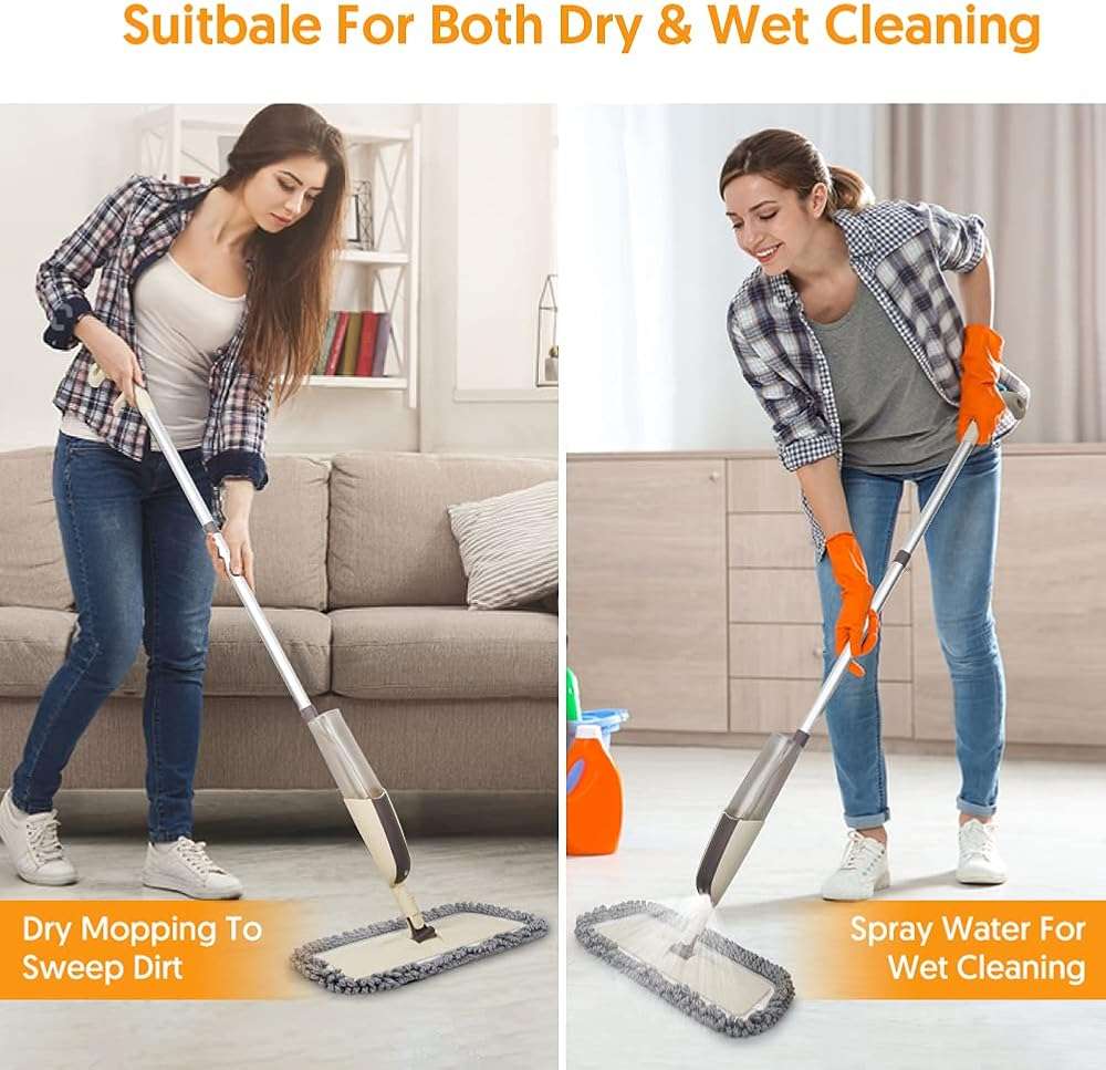 Spray Wet Mops for Hardwood Floor Cleaning - MEXERRIS Microfiber Dust Mop with Spray 3X Reusable Washable Pads - Hard Wood Floor Mops Commercial Home Mop for Laminate Wood Tiles Hardwood Vinyl - Image 4