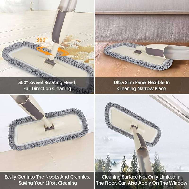 Spray Wet Mops for Hardwood Floor Cleaning - MEXERRIS Microfiber Dust Mop with Spray 3X Reusable Washable Pads - Hard Wood Floor Mops Commercial Home Mop for Laminate Wood Tiles Hardwood Vinyl - Image 5