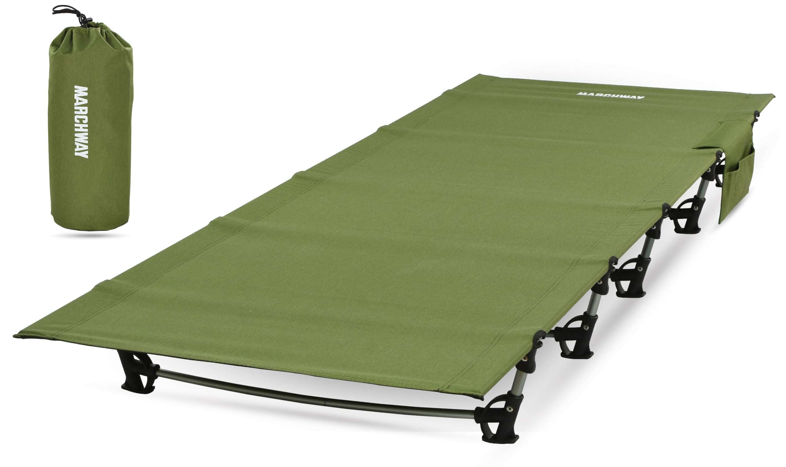 MARCHWAY Ultralight Folding Tent Camping Cot Bed, Portable Compact for Outdoor Travel, Base Camp, Hiking, Mountaineering, Lightweight Backpacking (Army Green) - Image 1