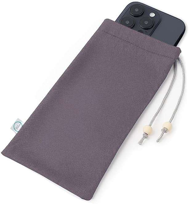 Halsa EMF Shield Sleeve for Cell Phone - Signal Blocking Anti-EMP Pouch - Smartphone Protection Case Against Radiation, EMF, 5G, RFID - Grey - 4x8 Inch Fits Most Phones - Image 1
