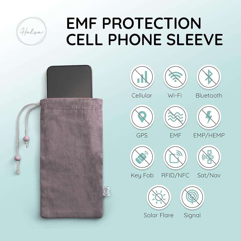 Halsa EMF Shield Sleeve for Cell Phone - Signal Blocking Anti-EMP Pouch - Smartphone Protection Case Against Radiation, EMF, 5G, RFID - Grey - 4x8 Inch Fits Most Phones - Image 3