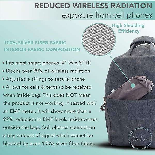 Halsa EMF Shield Sleeve for Cell Phone - Signal Blocking Anti-EMP Pouch - Smartphone Protection Case Against Radiation, EMF, 5G, RFID - Grey - 4x8 Inch Fits Most Phones - Image 6