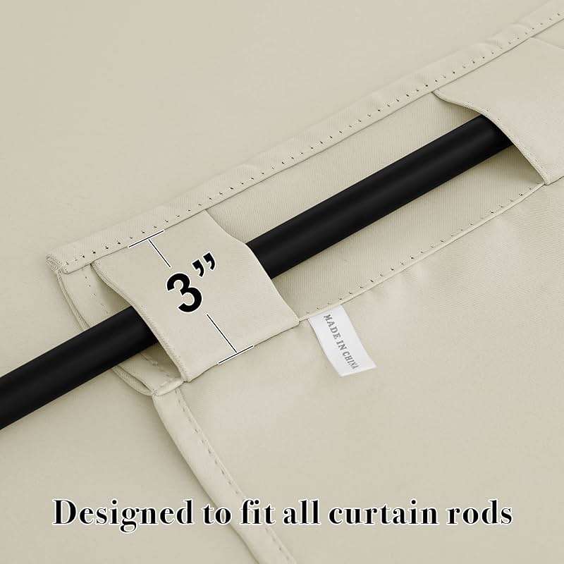 RYB HOME Blackout Curtains for Living Room Thermal Insulated Privacy Solar Drapes for Kids Bedroom Cafe Bathroom, 42 inch Width x 45 inch Length, Beige, 2 Panels - Image 6