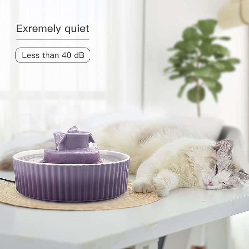 Cat Water Fountain: Cepheus Pet Drinking Fountain-2.1L/71oz Cat Fountain-Automatic Water Fountain for Cats and Dogs with with Ultra-Quiet Pump(Purple) - Image 5