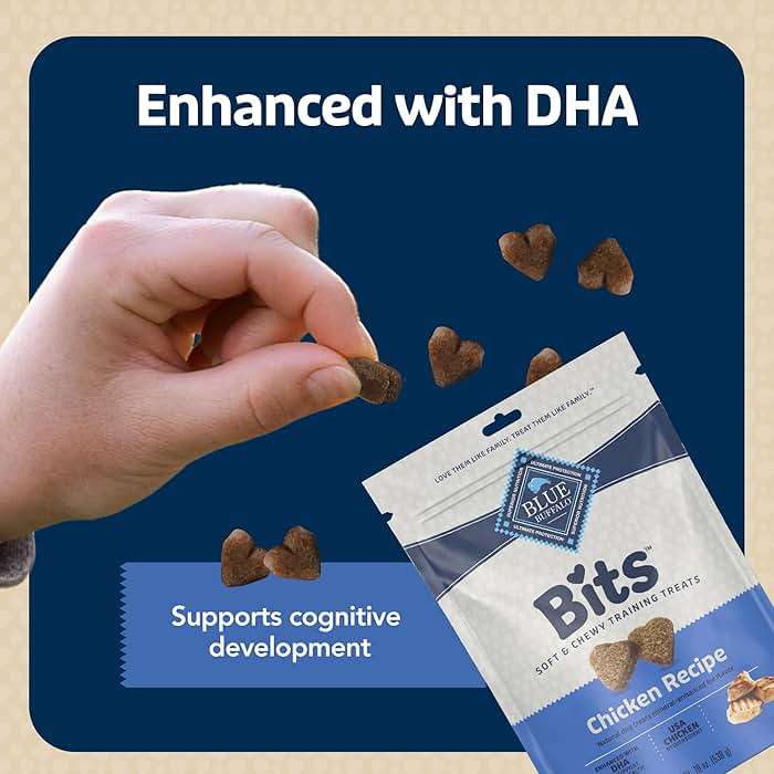 Blue Buffalo Bits Soft Dog Treats for Training, Made with Natural Ingredients & Enhanced with DHA, Chicken Recipe, 19-oz Bag - Image 6