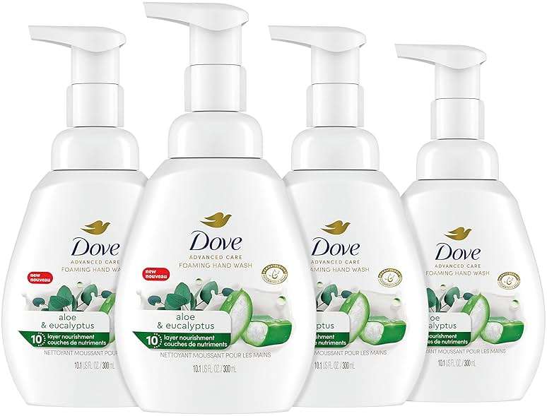 Dove Foaming Hand Wash 4 Count Aloe & Eucalyptus Protects Skin from Dryness, More Moisturizers than the Leading Ordinary Hand Soap, 10.1 oz - Image 1
