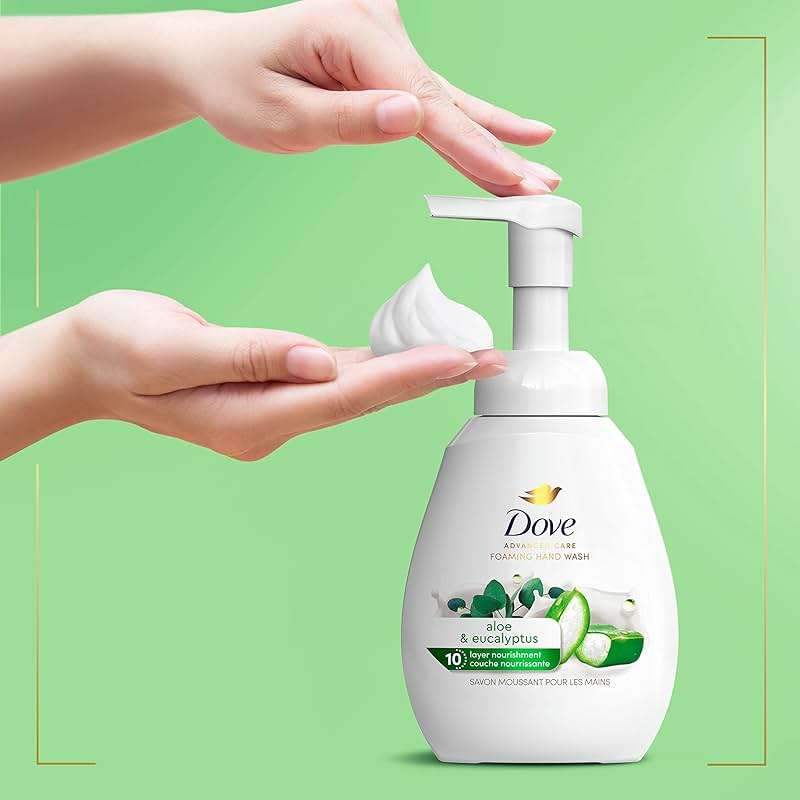 Dove Foaming Hand Wash 4 Count Aloe & Eucalyptus Protects Skin from Dryness, More Moisturizers than the Leading Ordinary Hand Soap, 10.1 oz - Image 6