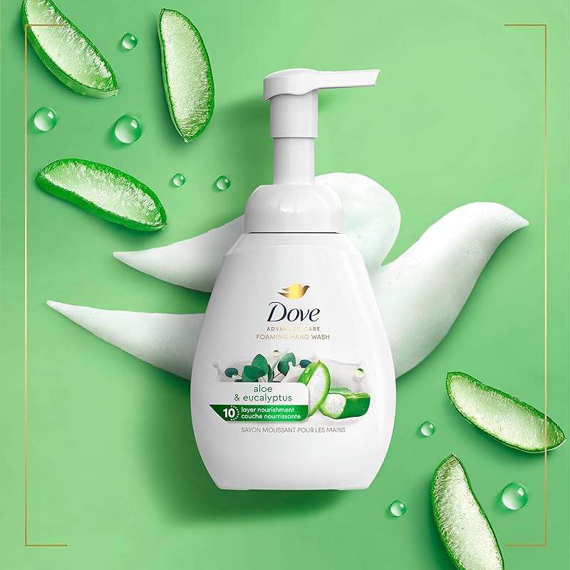 Dove Foaming Hand Wash 4 Count Aloe & Eucalyptus Protects Skin from Dryness, More Moisturizers than the Leading Ordinary Hand Soap, 10.1 oz - Image 7