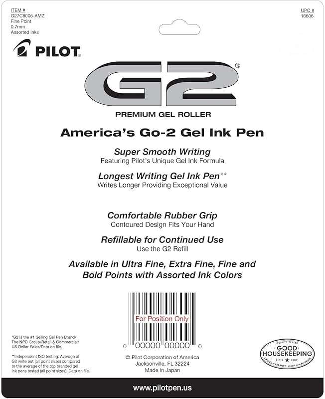 Pilot G2 Pens, Premium Refillable And Retractable Gel Ink Pens Fine Point (0.7mm), 8 Colors, 8 Count - Image 2