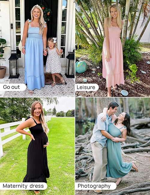 ZESICA Women's 2026 Summer Boho Spaghetti Strap Square Neck Solid Color Ruffle A Line Beach Long Maxi Dress - Image 5